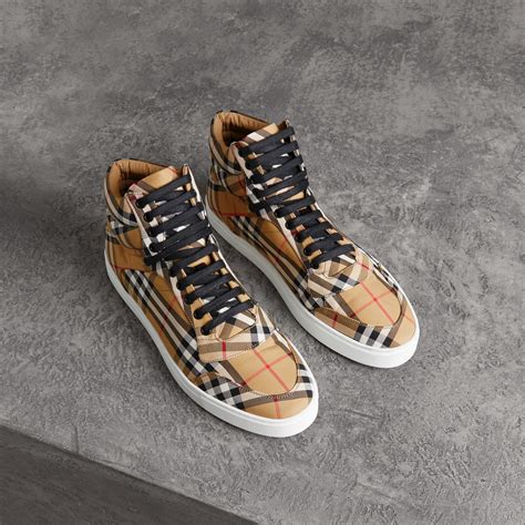 burberry vintage check high top sneakers|burberry vintage check high top.